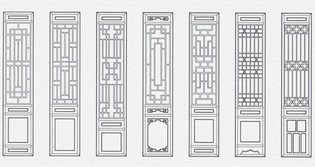 衢江常用中式仿古花窗图案隔断设计图